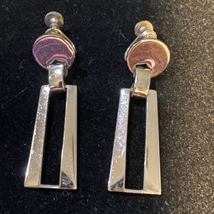 Vintage silver tone Art Deco earrings